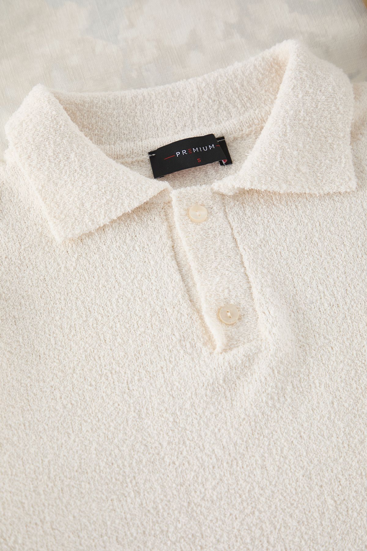 Trendyol Collection-Polo Neck Ecru Knitwear Sweater - Textured, Tmnaw25Kz00078 2