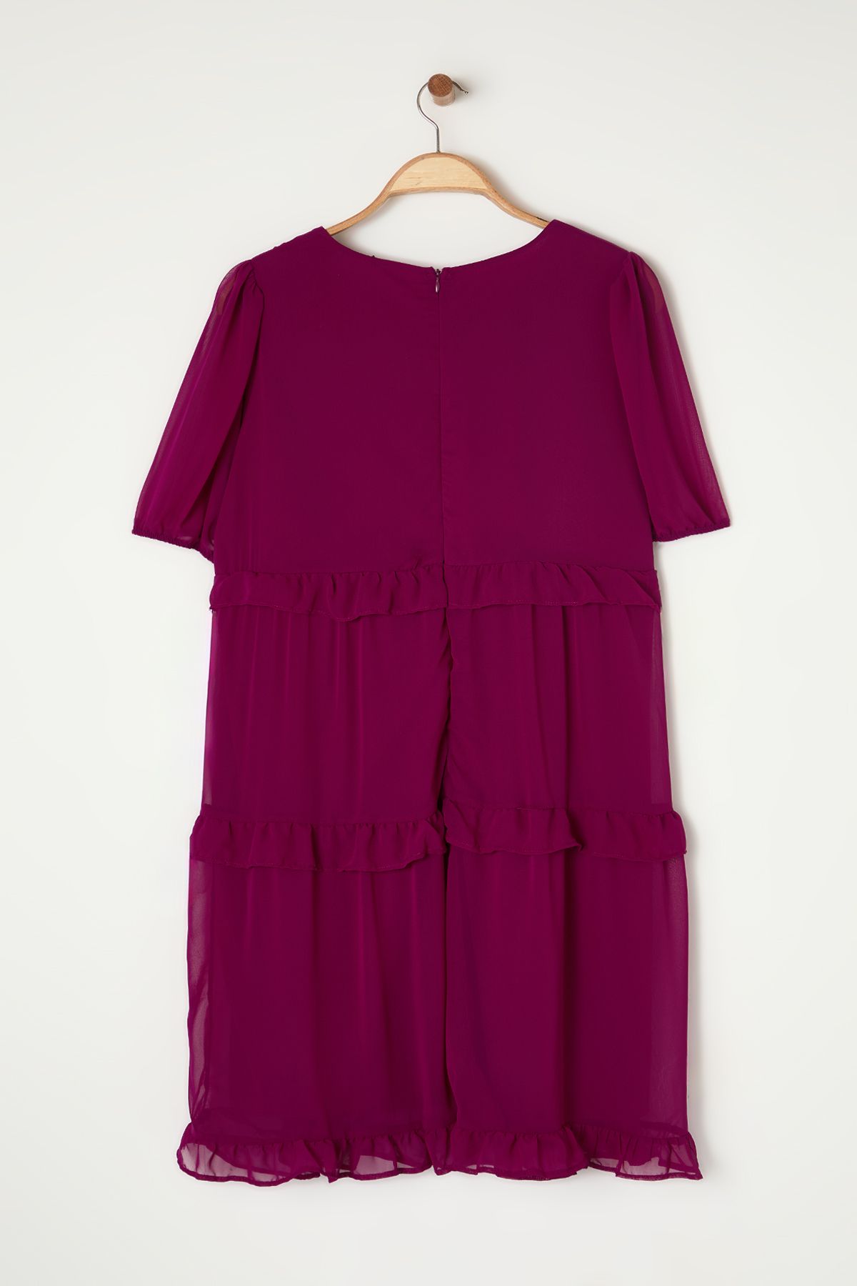 Trendyol Curve-Detailní tkané šaty Plum Tulle Tbbss23Ah00056 8