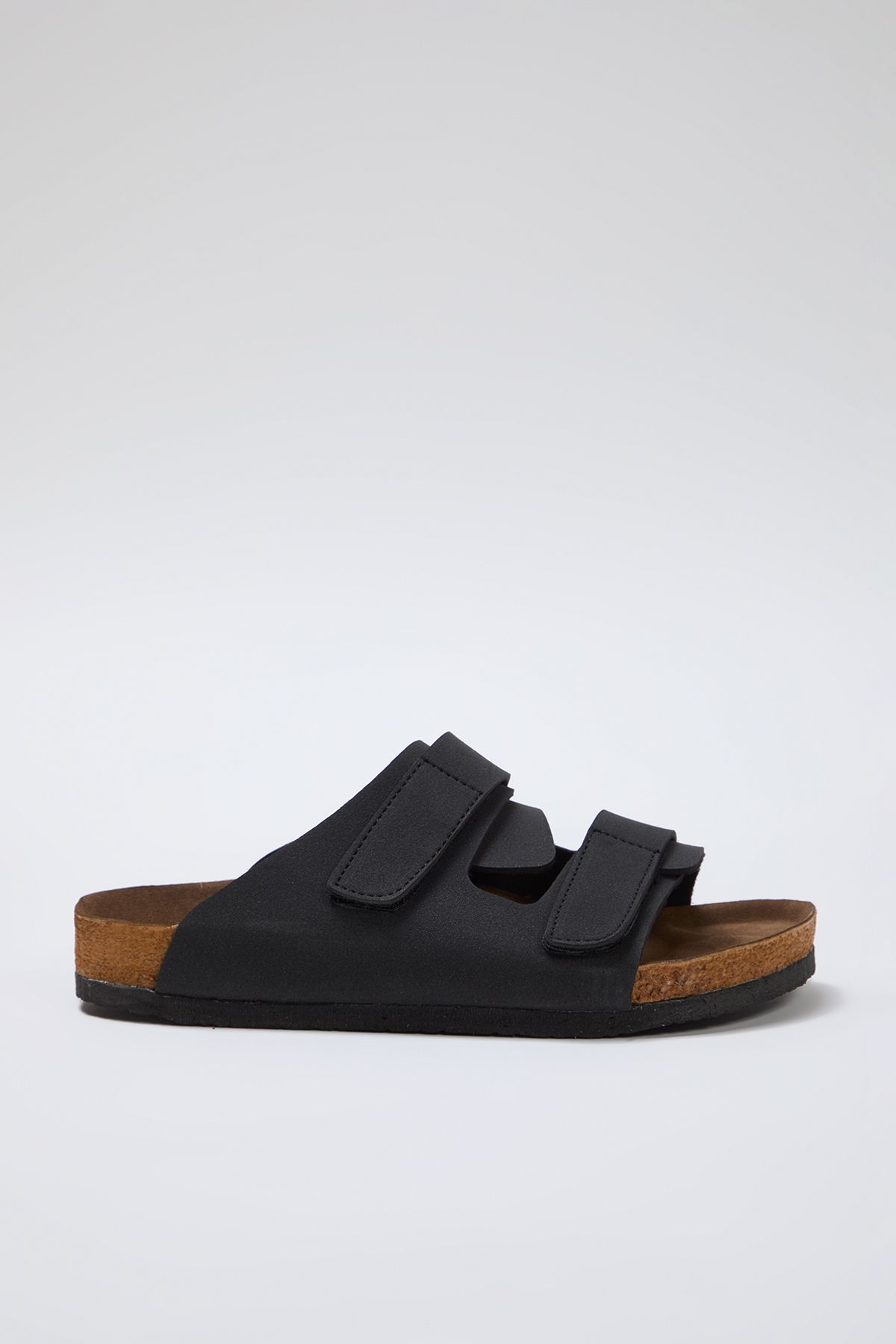 TRENDYOL SHOES Czarne Podwójne Rzepy, Płaskie Klapki Damskie Takss25te00002 Kobieta - 37