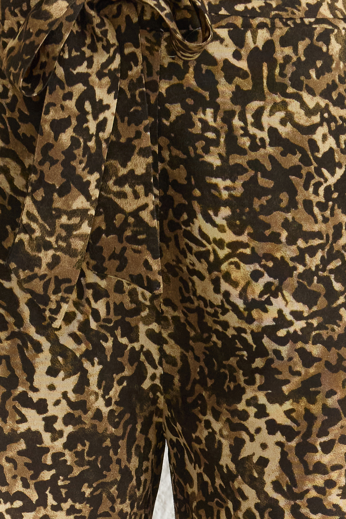 Trendyol Collection-Brown Relaxed Fit Belted Leopard Print Woven Shorts Twoss25Sr00008 4