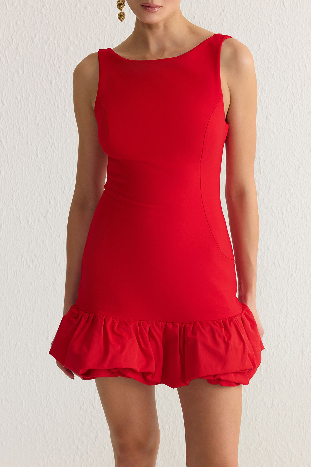 Trendyol Collection-Detail červené balónové sukně Tkané šaty s podšívkou šortek uvnitř Tprss25El00059 10