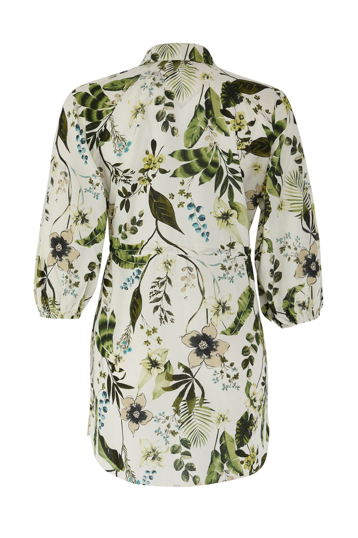 Trendyol Collection-Tropical Print Mini Woven Drawstring Detail 100% Cotton Beach Dress Tbess25El00021 8