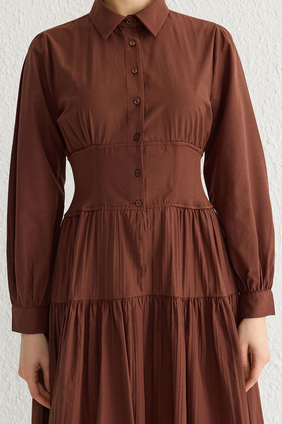 Trendyol Modest-Σκούρο καφέ ελαστικό φόρεμα μέσης TCTSS25EB00016 4
