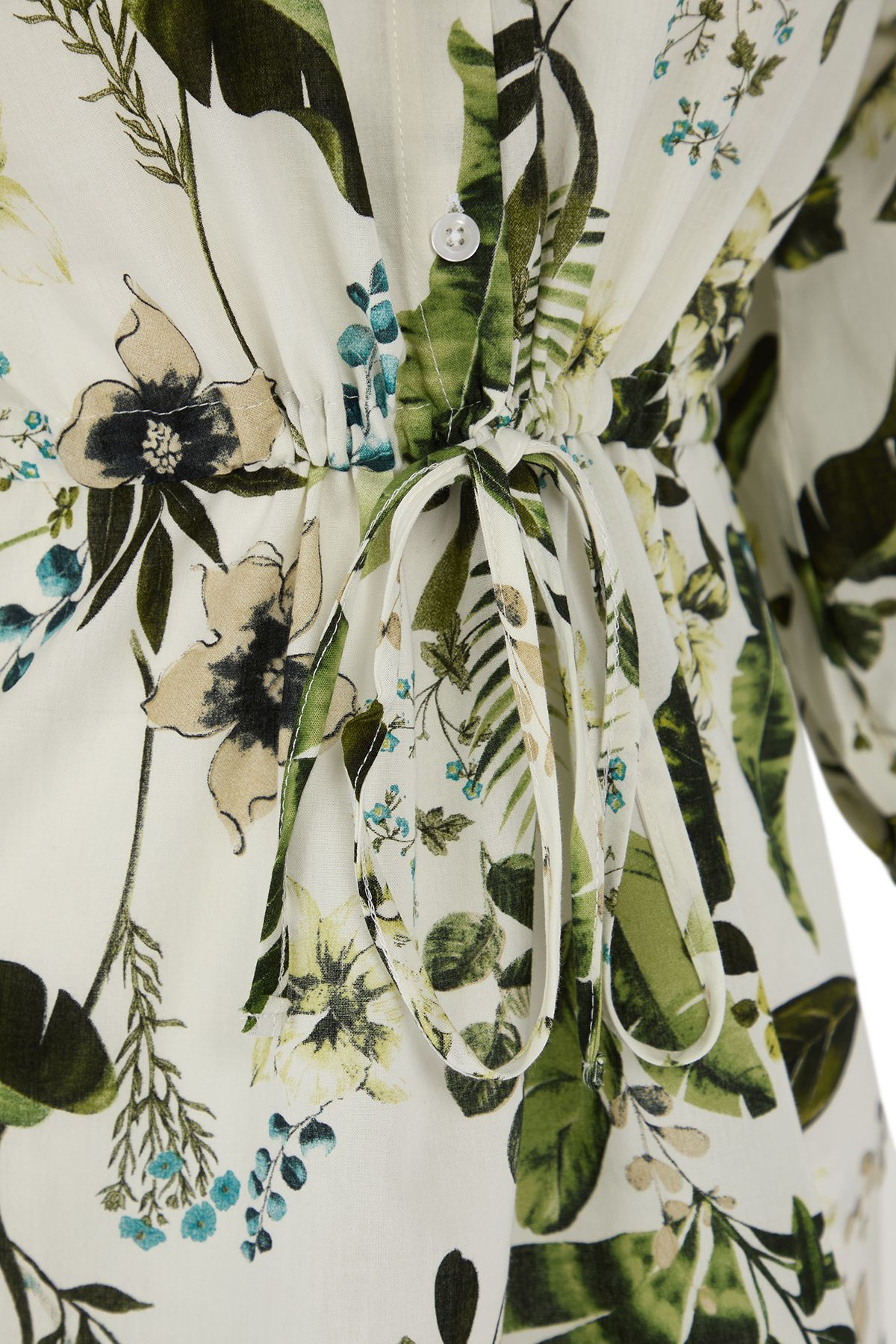 Trendyol Collection-Tropical Print Mini Woven Drawstring Detail 100% Cotton Beach Dress Tbess25El00021 7