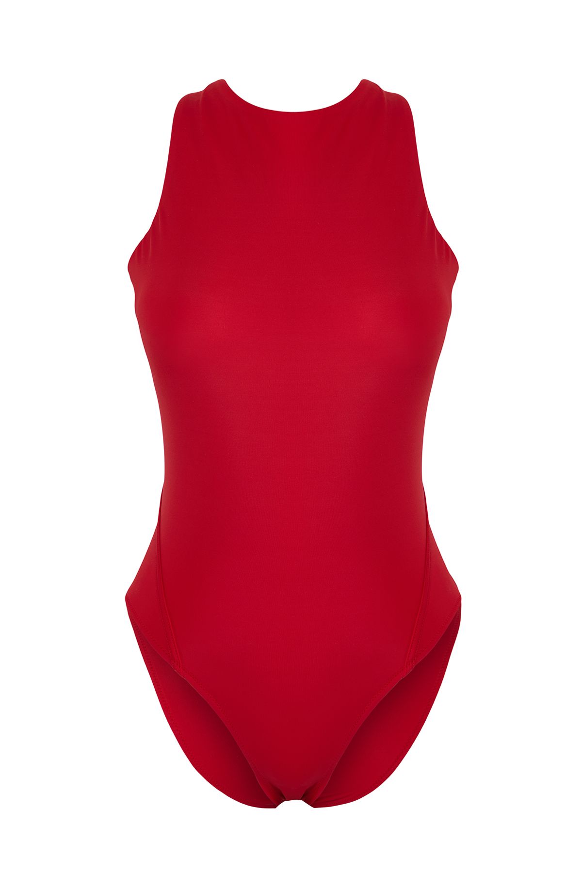 Trendyol Collection-Regularer Badeanzug mit rotem Neckholder und tiefem Rückenausschnitt TBESS25MA00038 5