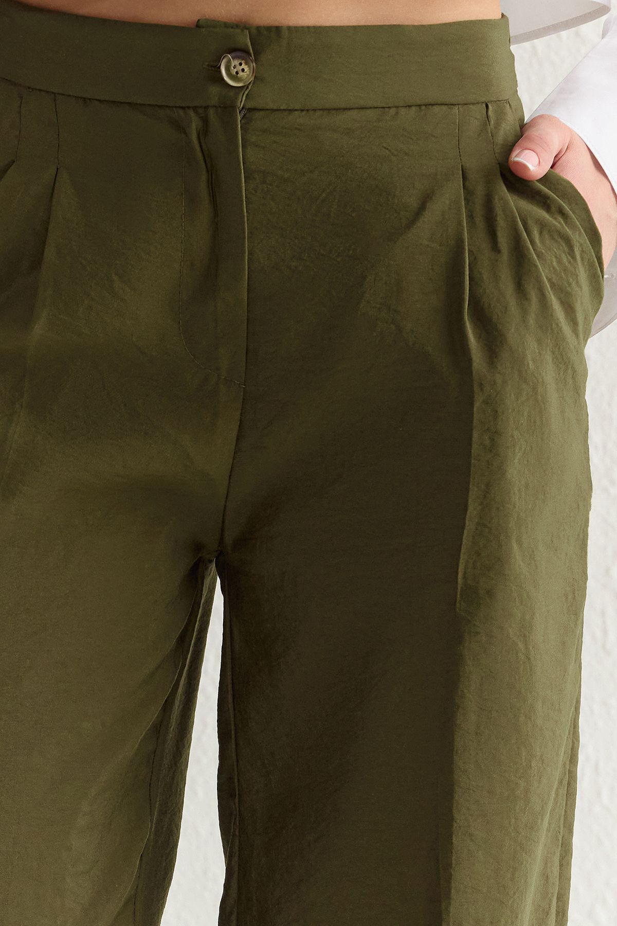 Trendyol Collection-Khaki Modal Wide-Leg Pants - Soft Tuşel Twoss25Pl00004 3