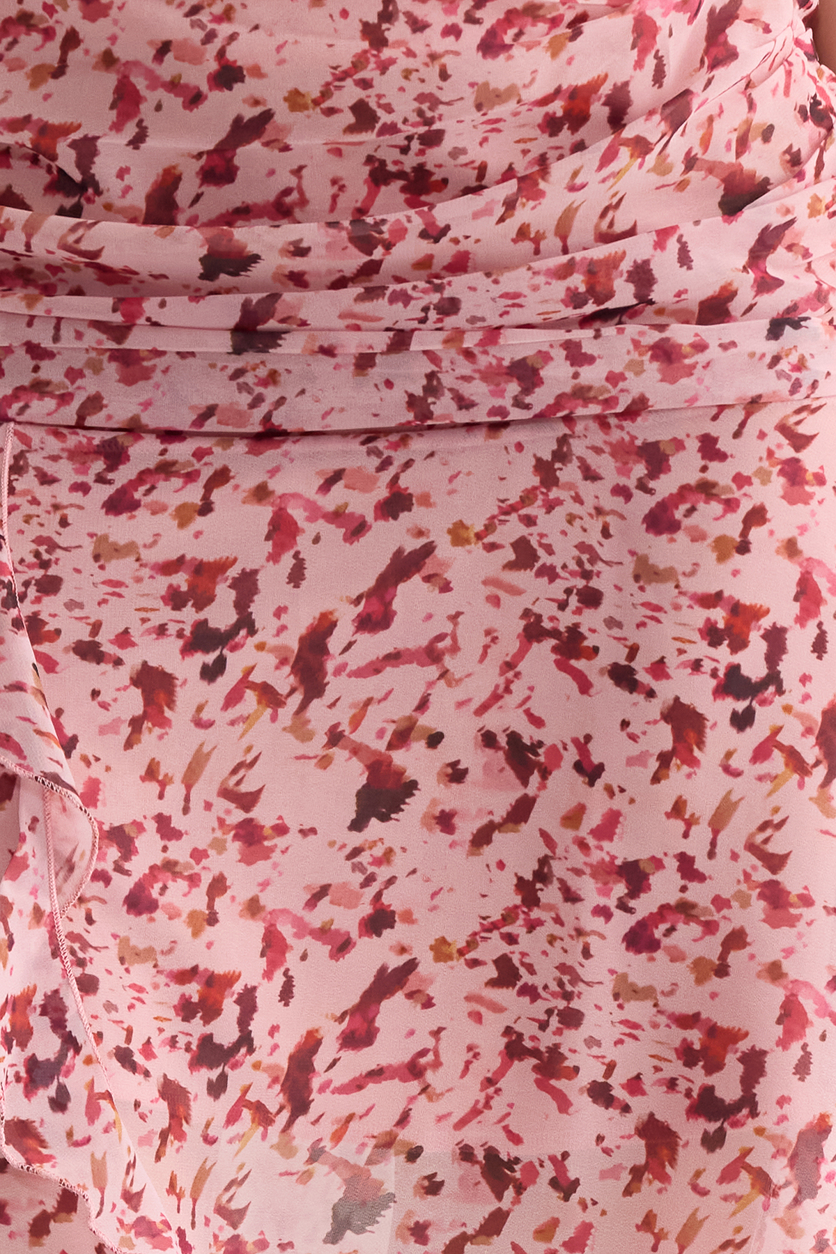 Trendyolmilla  Pembe Asimetrik Midi Boy Şifon Çiçekli Dokuma Etek TWOSS25ET00039 - Görsel 3