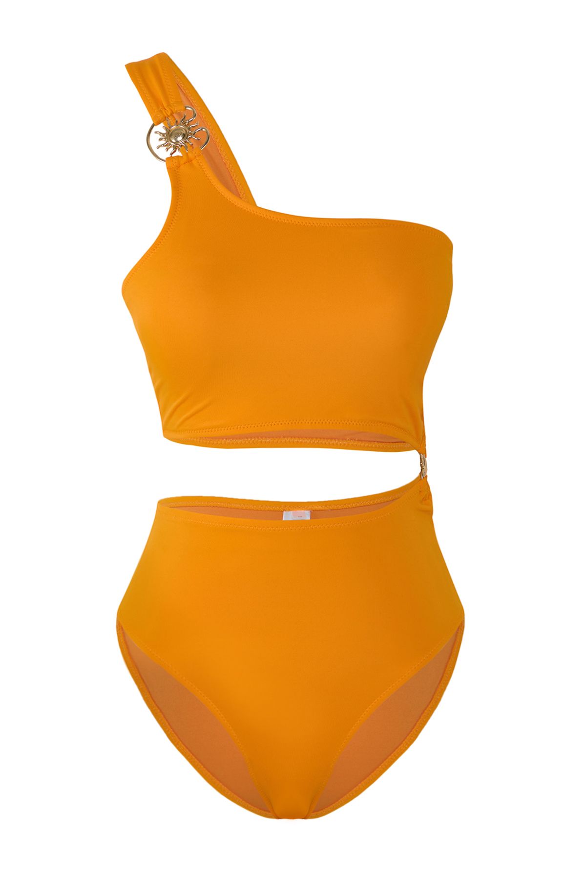 Trendyol Collection-Orangefarbener Premium-One-Shoulder-Badeanzug – mit Sonnenaufsatz und detailliertem Ausschnitt TBESS25MA00046 5
