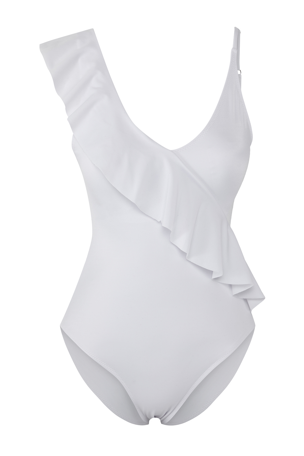 Trendyol Collection-Λευκό κανονικό μαγιό με έναν ώμο TBESS25MA00029 6