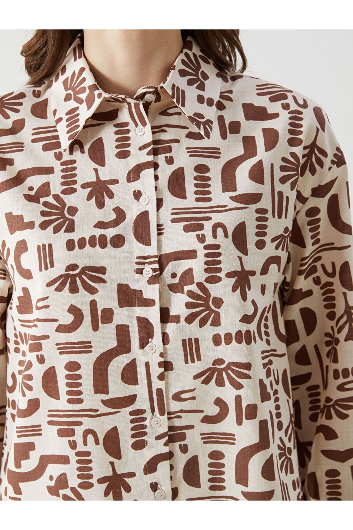 LC Waikiki Yeni Sezon Desenli Oversize Kadin Gomlek Tunik - S5FE26Z8