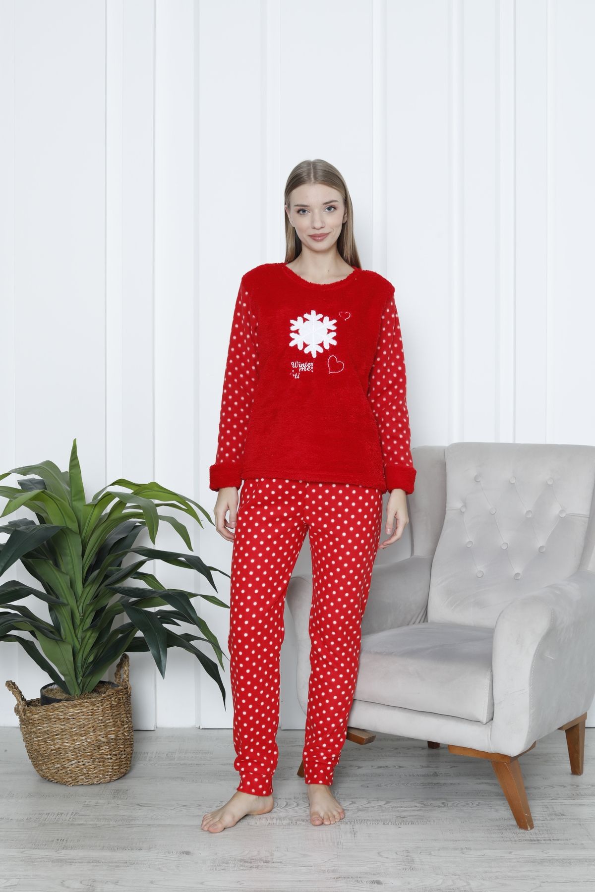 FAMES PİJAMA-Winter Fleece Pajama Set 4