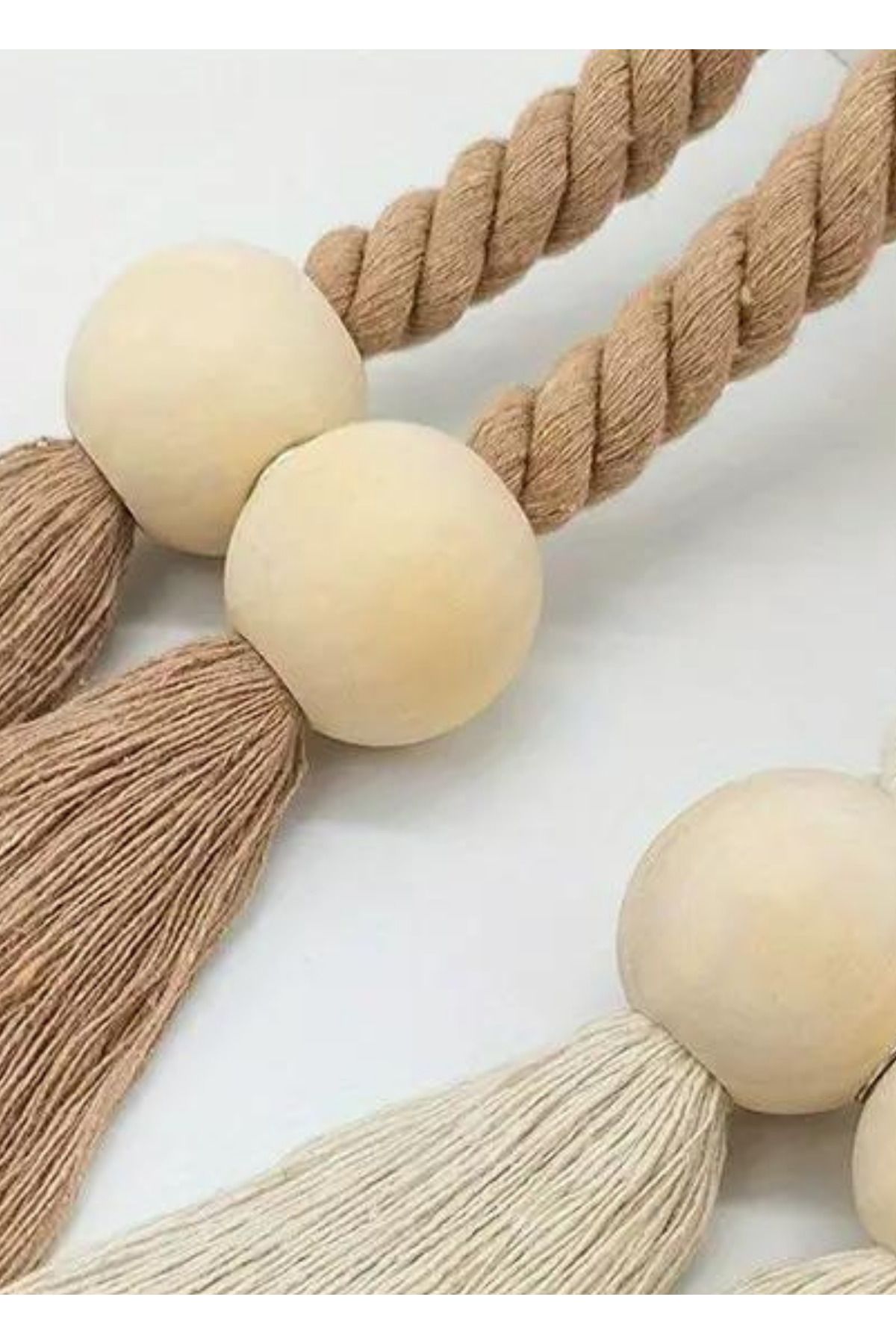 HomeTurko-2 Pcs Jute Weave Curtain Tie Bohemian Curtain Buckle for Bedroom, Living Room, Kitchen, Home Decorations 3