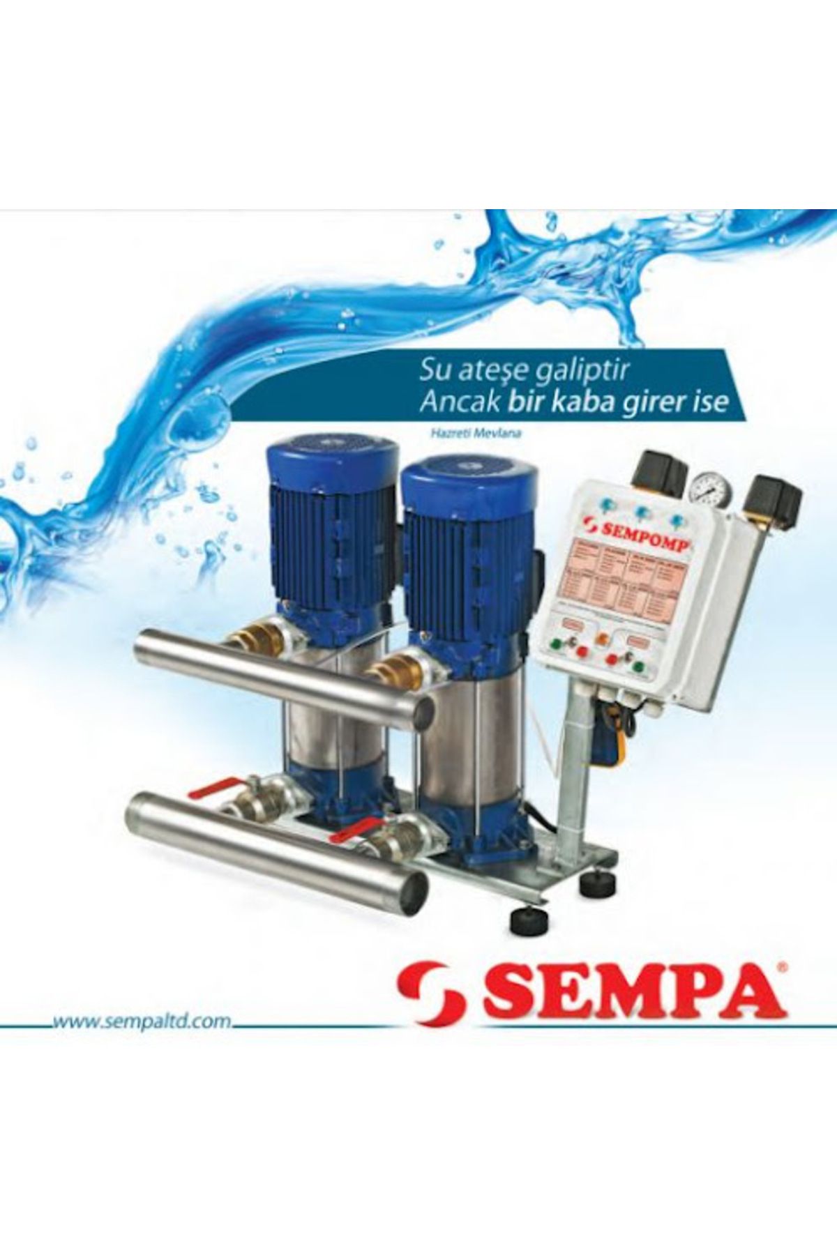 SEMPA Spl 100/7×2 Çift Pompalı 2×7.5 Hp Trifaze 380v Türk Malı Paket Hidrofor Seti