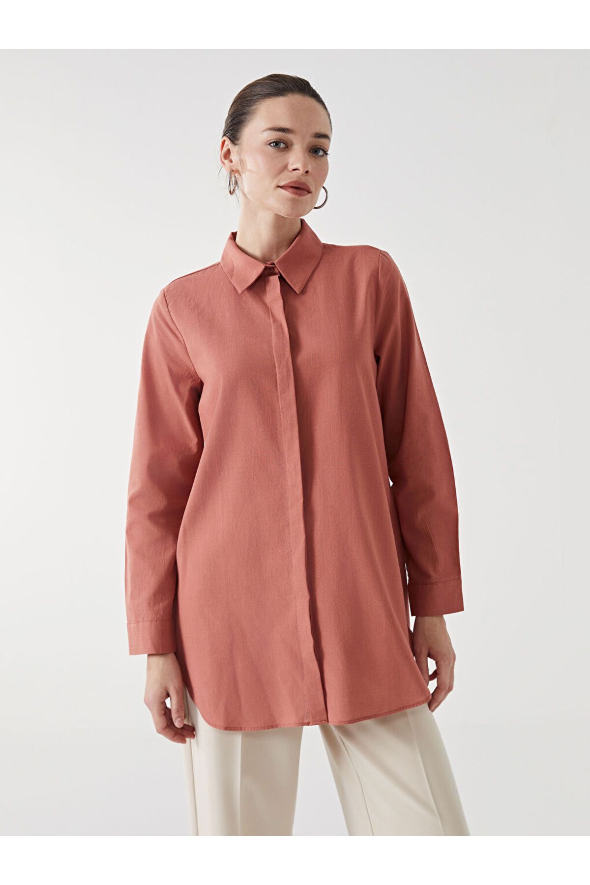 LC Waikiki Mavi Regular Fit Kadın Gömlek Tunik