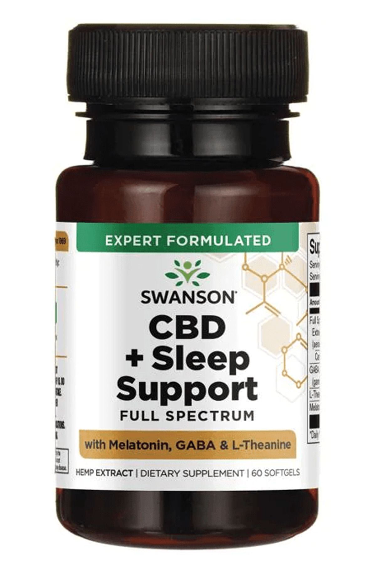 SWANSON C.B.D + Sleep Support / Melatonin, GA/BA & L-Theanine 60 Softjel. USA Version.3843