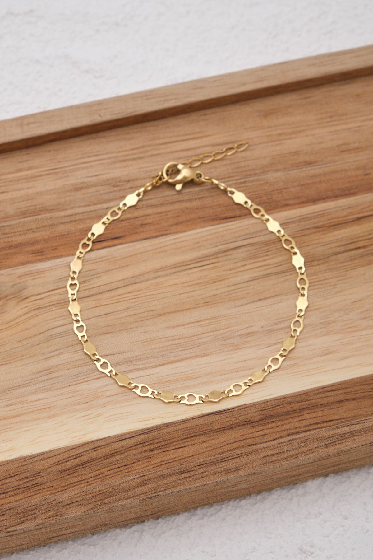 ESBAFLOR-Steel Thin Sequin Bracelet Hex Chain Tarnish Free 17+4cm 3mm Suitable for Daily Use 4