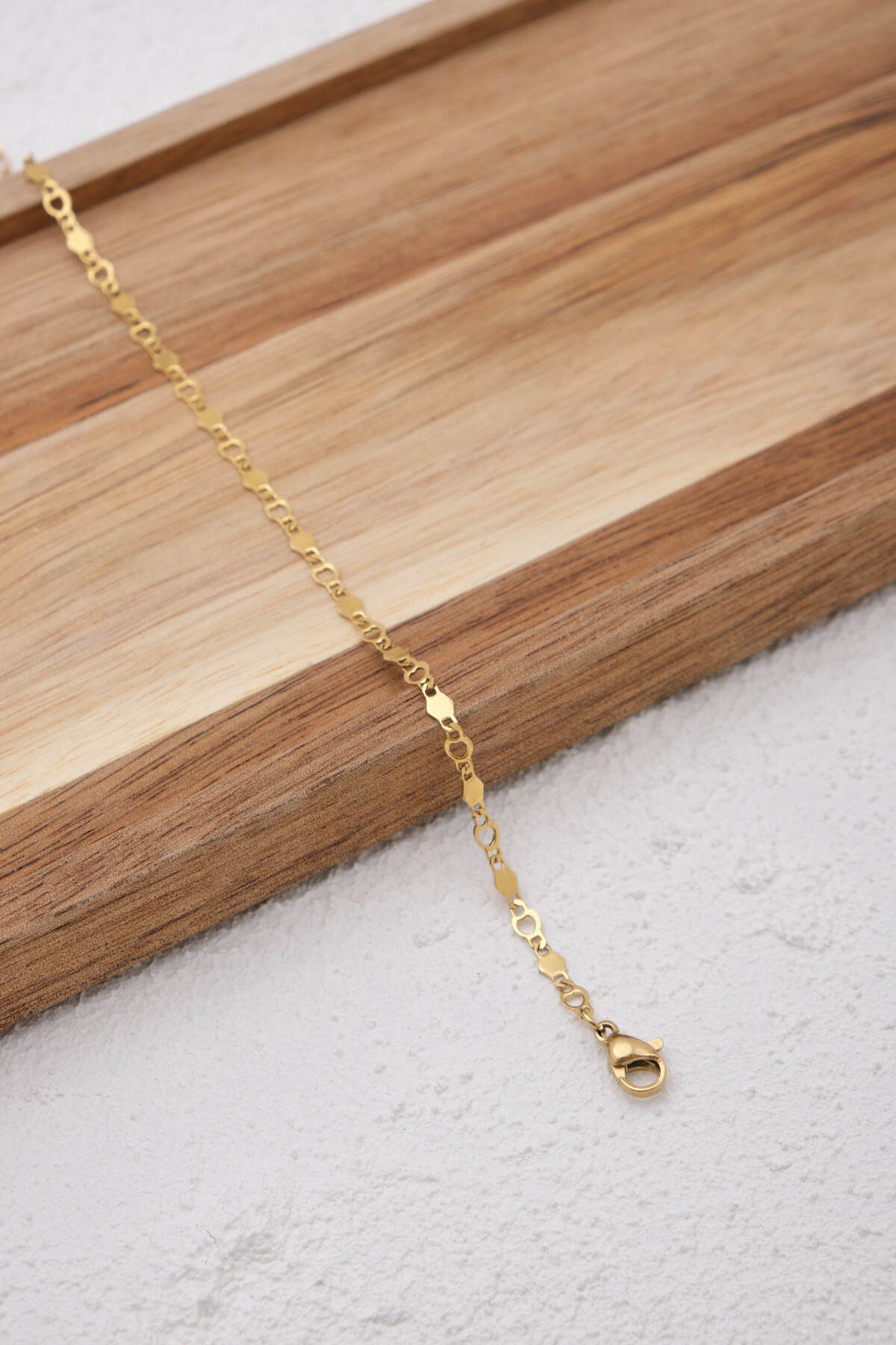 ESBAFLOR-Steel Thin Sequin Bracelet Hex Chain Tarnish Free 17+4cm 3mm Suitable for Daily Use 6