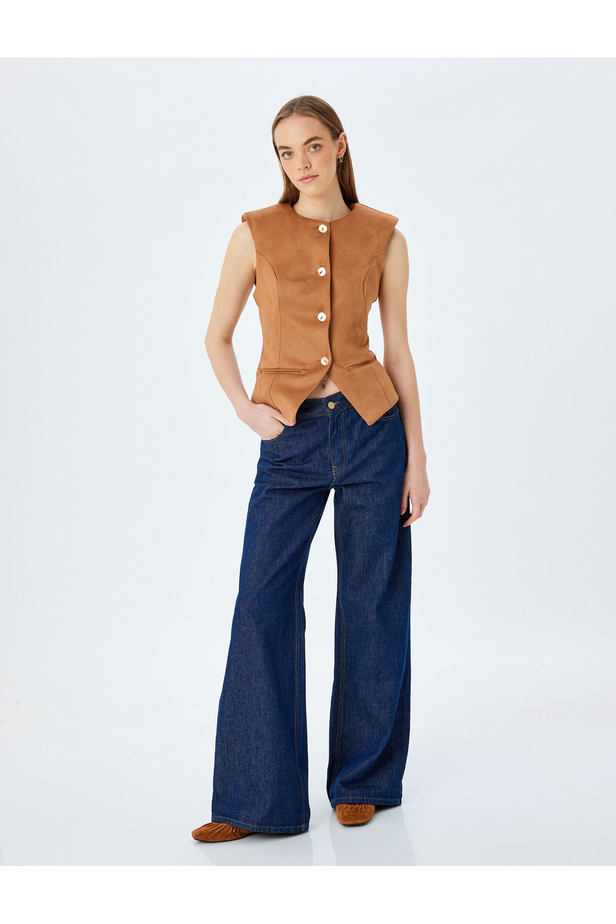Koton Vestă Slim Fit Cu Buzunar Fleto Cu Nasturi Femeie - 36