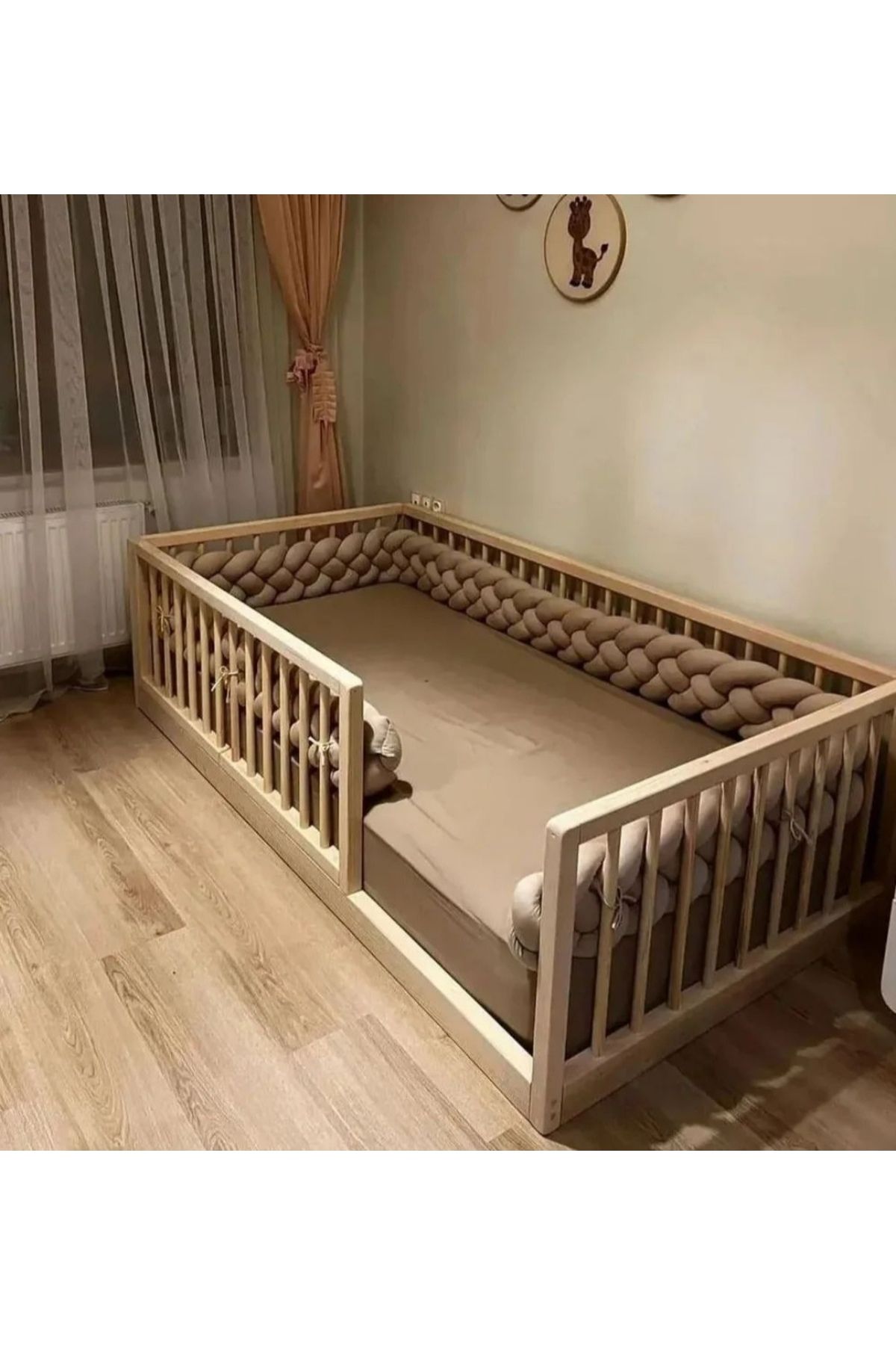 SRKYHOME CONSEPT CONSEPT SRKYHOME CONCEPT Sık Ve Yuvarlak Çıtalı Montessori Doğal Bebek Ve Çocuk Karyolası