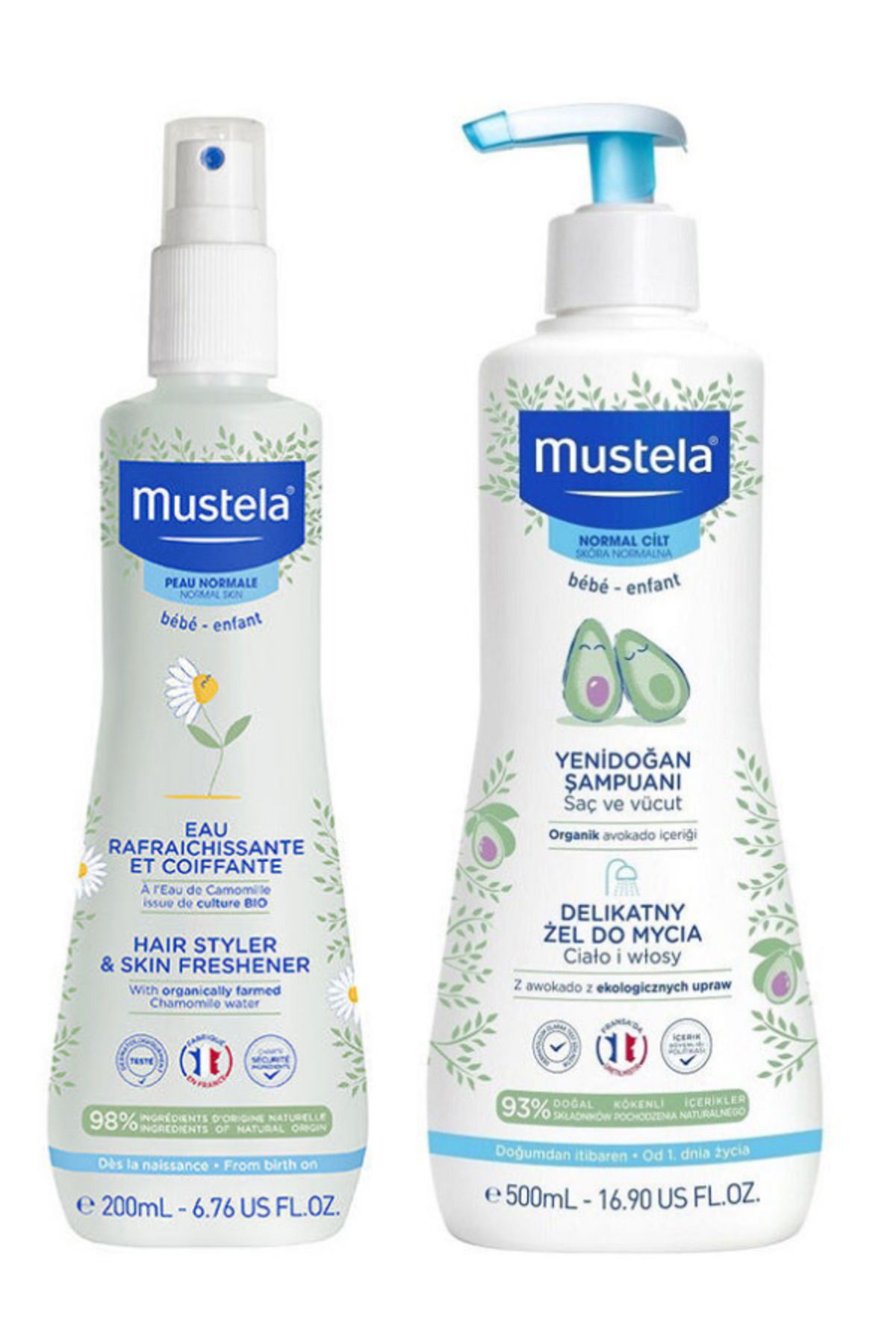 Mustela Canlandırıcı ve Şekillendirici Sprey 200 ml - Gentle Cleansing Gel Yenidoğan Şampuanı 500 ml