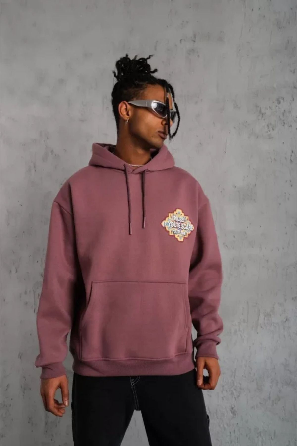 Viyamo-Men's Hooded Sweat - Dried Rose Pattern 4