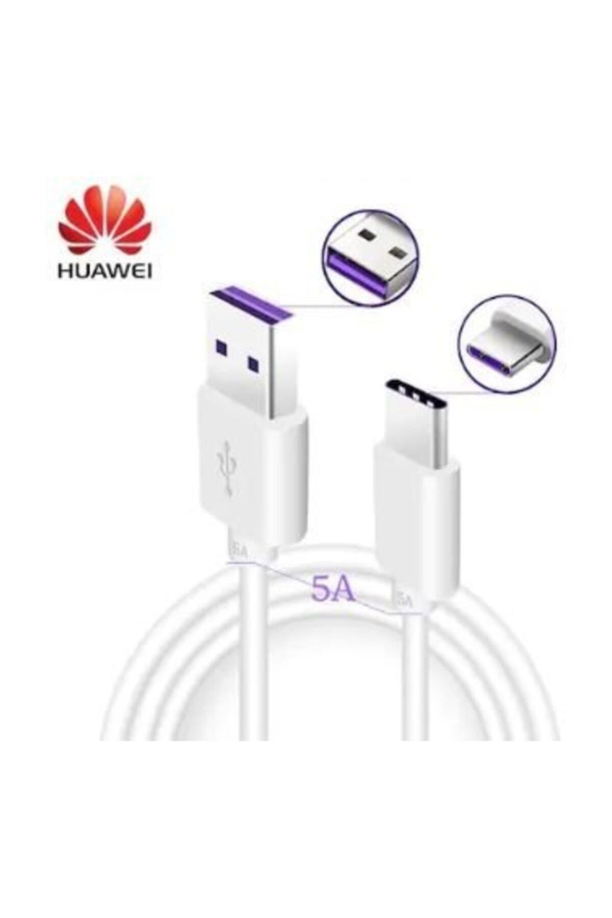 Huawei Ap-71 5a. Uyumlu Type- C Usb /data Şarj Kablosu -beyaz Mor Kablo 5A uyumlu