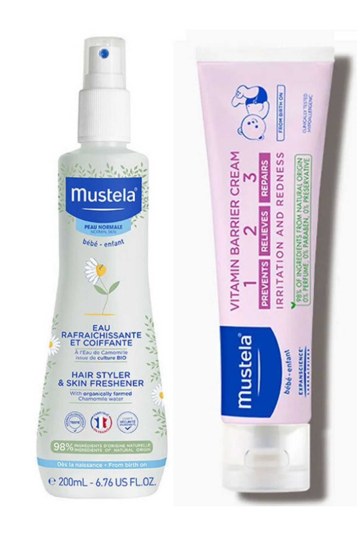 Mustela Papatya Suyu ile Canlandırıcı ve Şekillendirici Sprey 200 ml - Vitamin Barrier 1-2-3 Cream 100ml