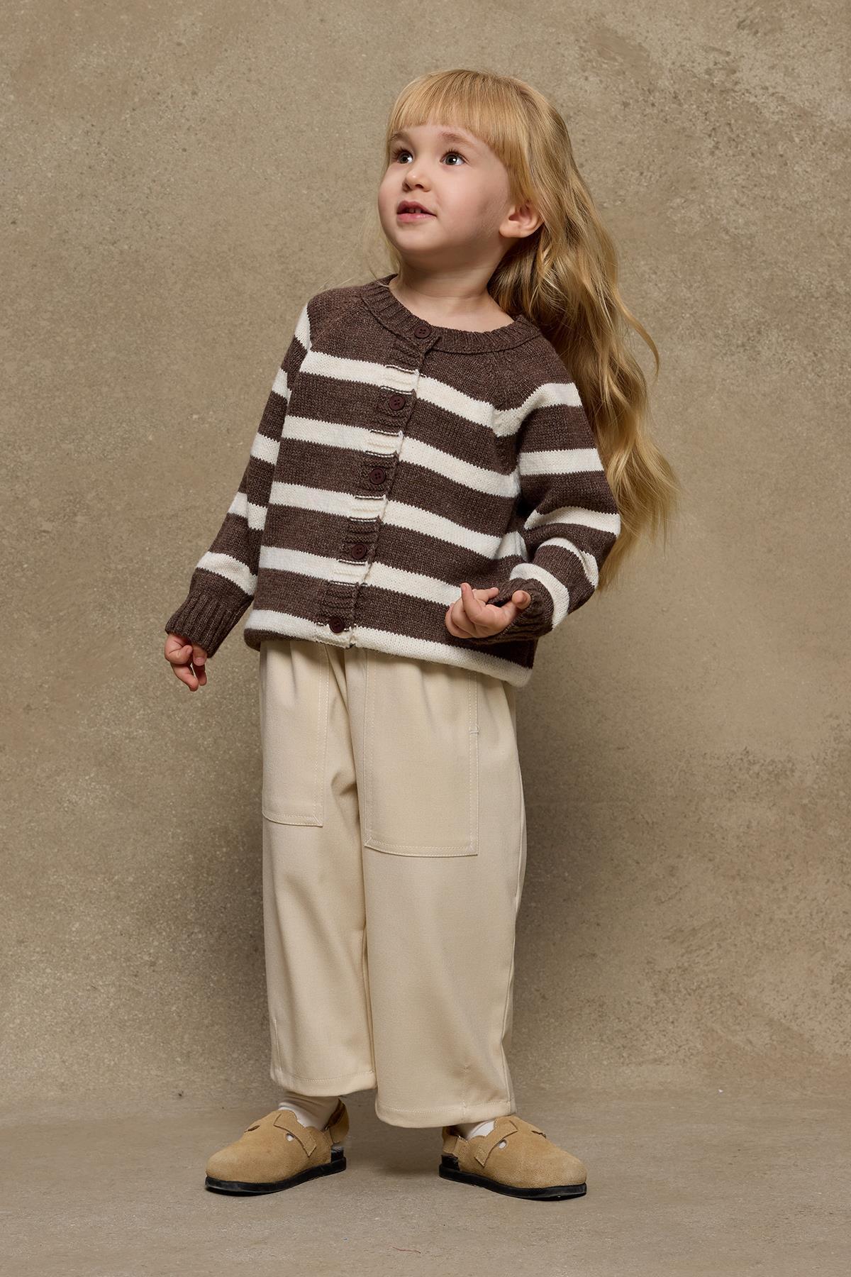 Fahhar Kids Çizgili Triko Hırka Kahverengi fotoğrafı 7 (önizleme)