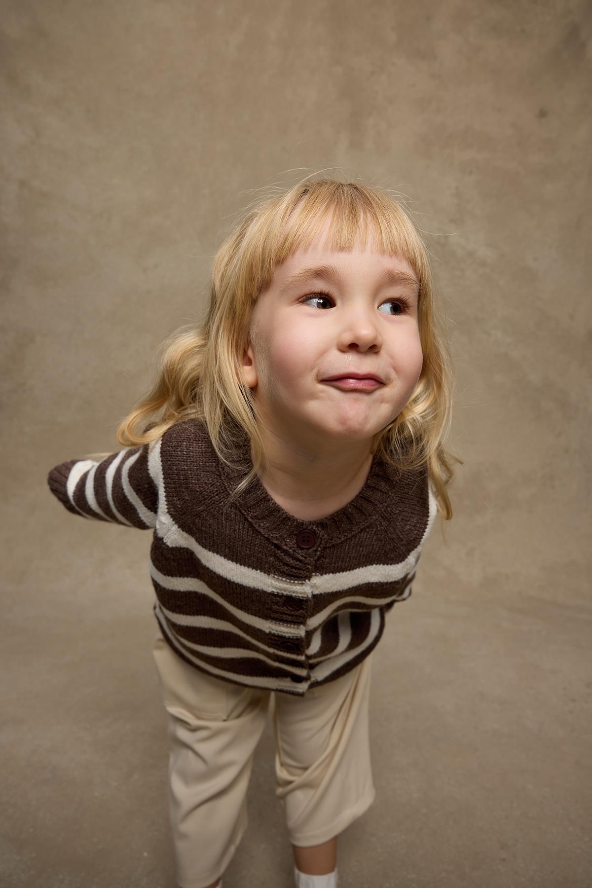 Fahhar Kids Çizgili Triko Hırka Kahverengi fotoğrafı 3 (önizleme)