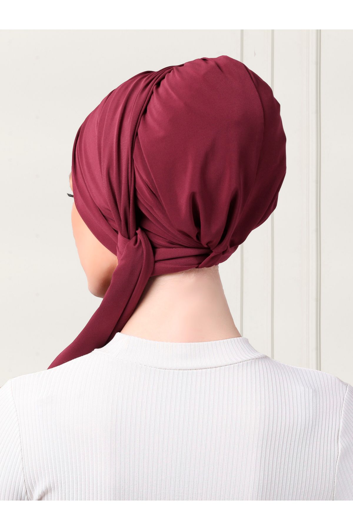 ada sanatsal-Practical Hijab Bonnet with Double Sided Scarf Claret Red 5