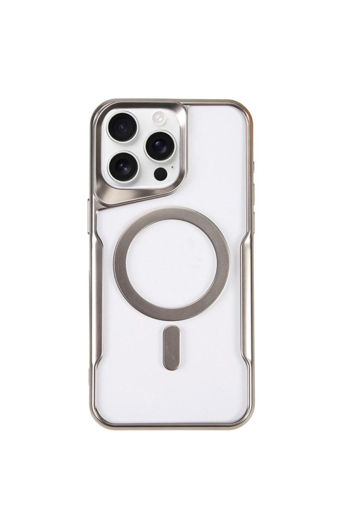 NewFace iPhone 14 Pro Kılıf Boyi Magsafe Silikon Kapak - Gümüş WLZOR
