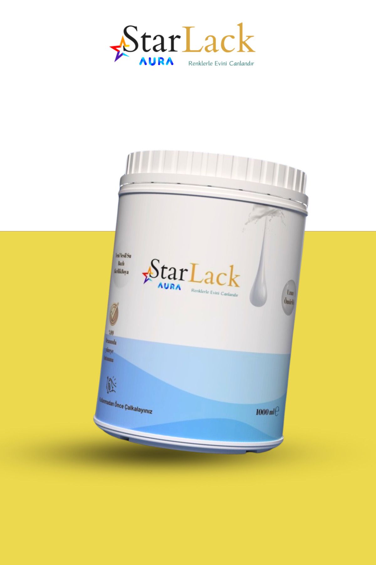 starlack Aura 1000ml Akrilik Su Bazlı Hobi Dönüşüm Boyası ( Tezgah-fayans-dolap-cam-plastik-ahşap-kapı )