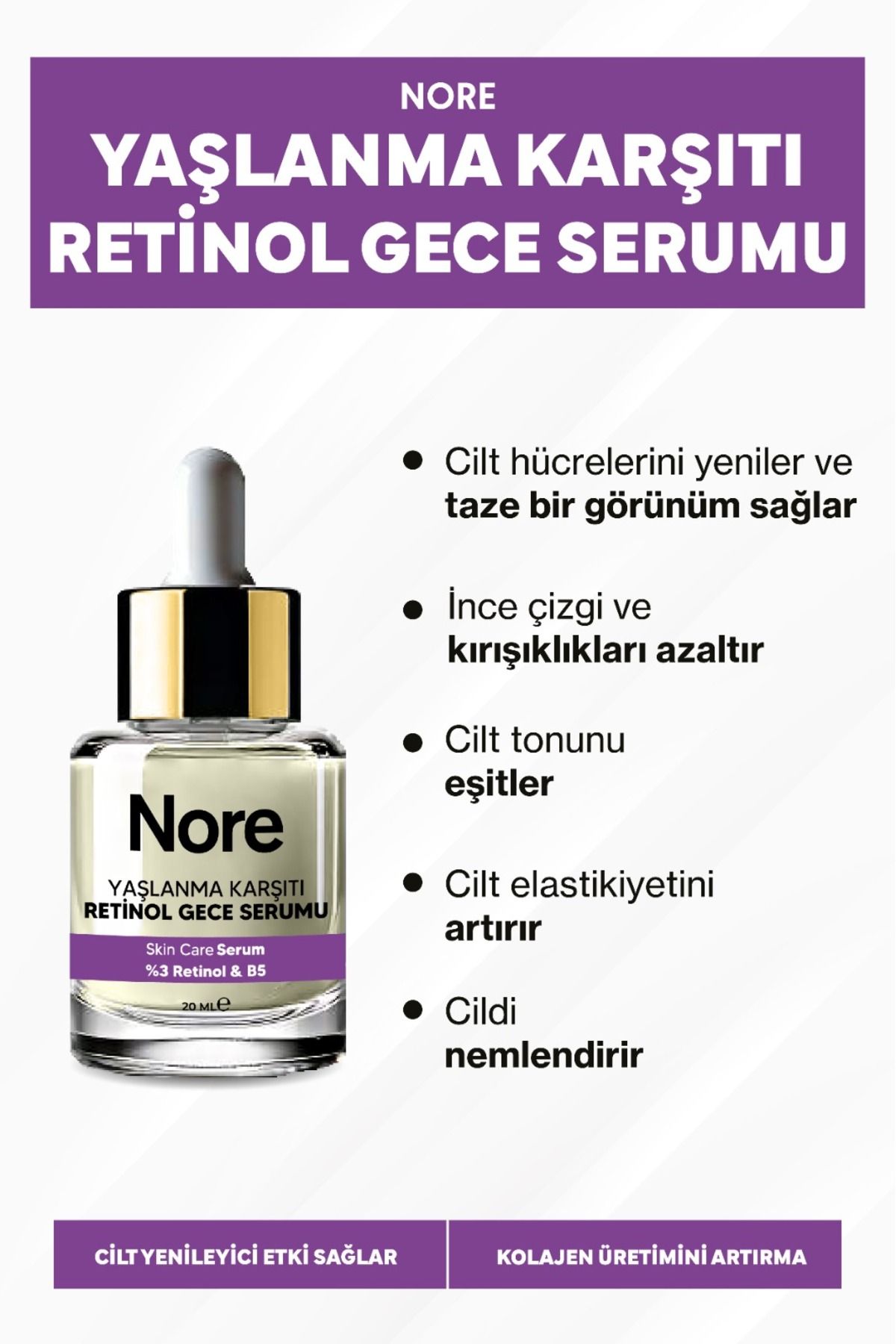 NORE Yaşlanma Karşıtı Retinol Serum 20 ml