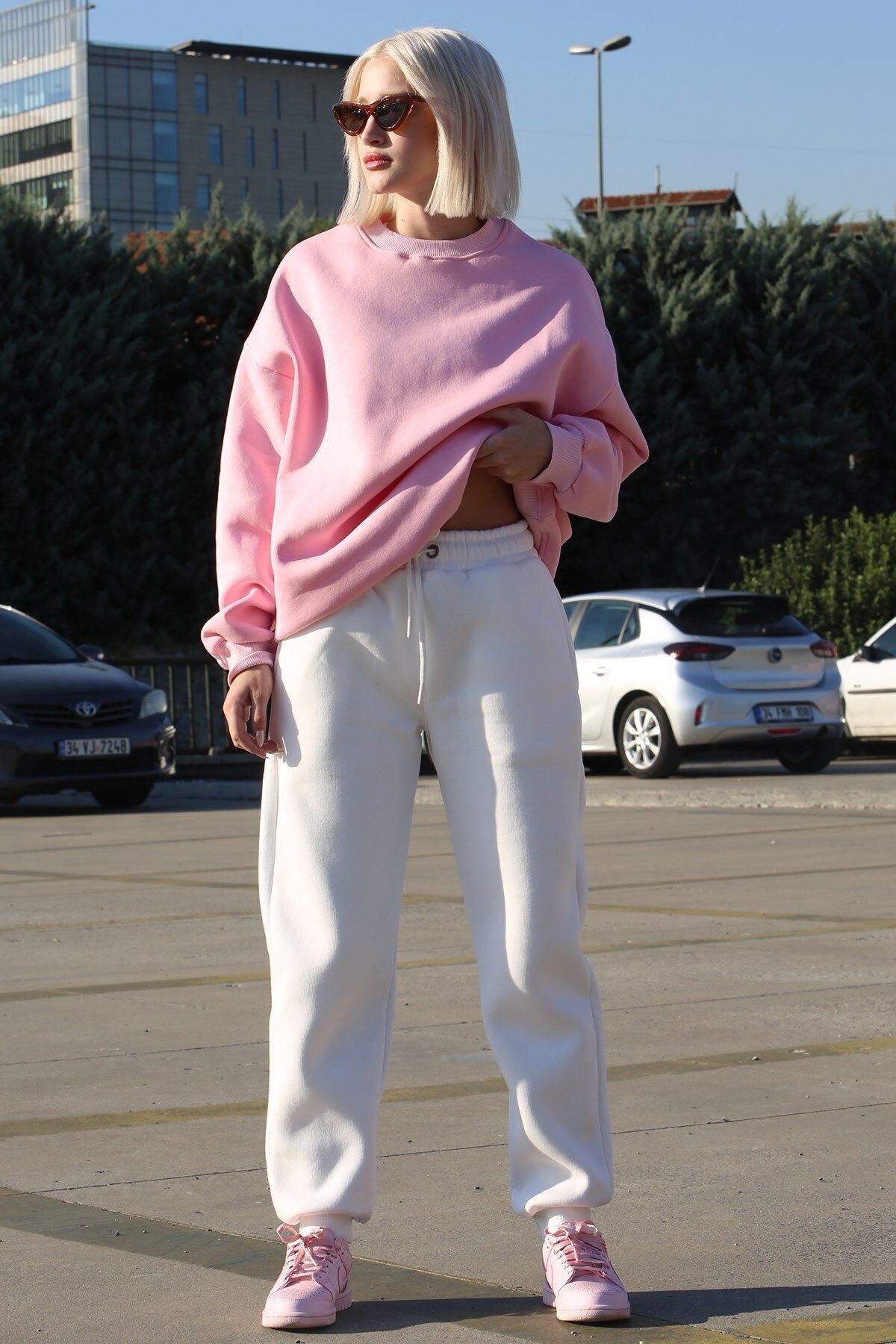 Madmext-Φούτερ Pink Crew Neck Basic Mg1559 4