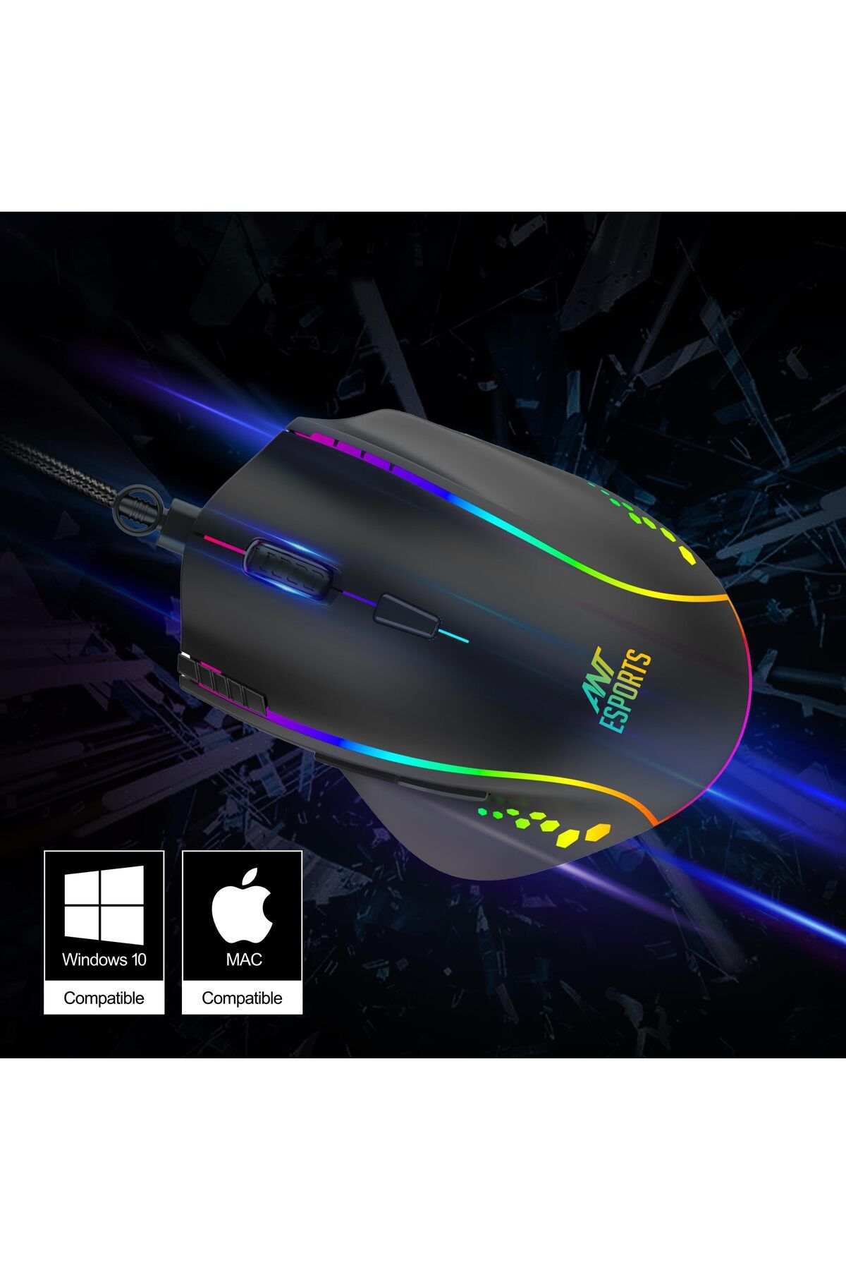 Ant Esports-Gm600 Rgb Wired Gaming Mouse | 7200 Dpi, 7 Buttons, Programmable, Rgb Lights 3