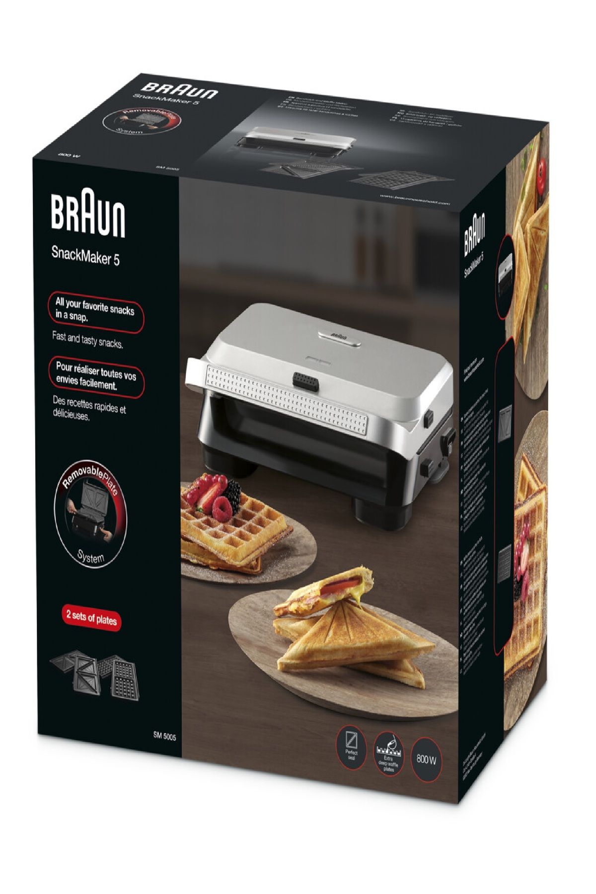 Braun SnackMaker 5 Çift Taraflı Sandviç ve Waffle Makinesi, Yapışmaz Yüzey