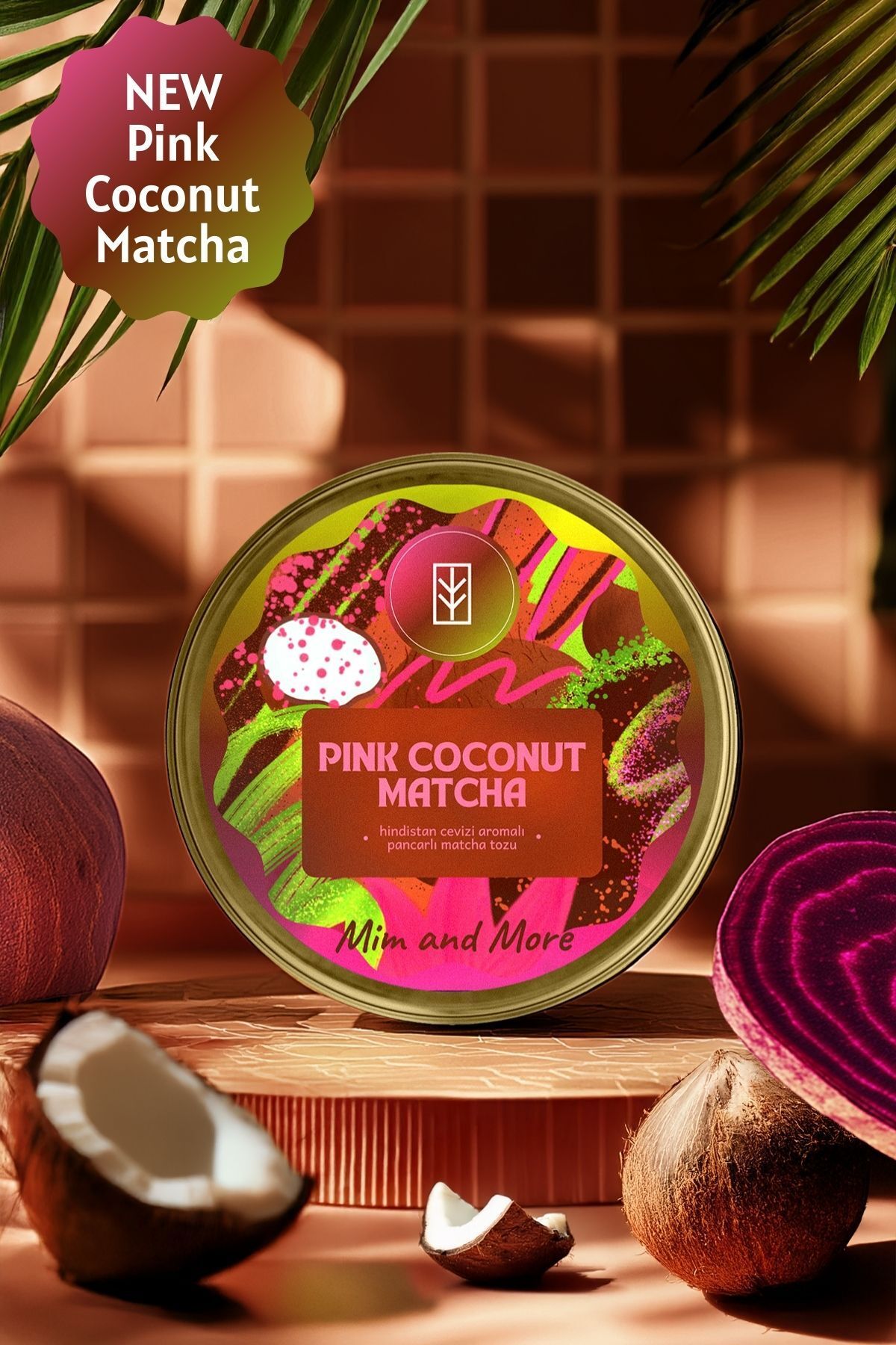 Mim and More Pink Coconut Matcha - Hindistan Cevizi Aromalı Pembe Superfood Matcha Tozu, 25 gr