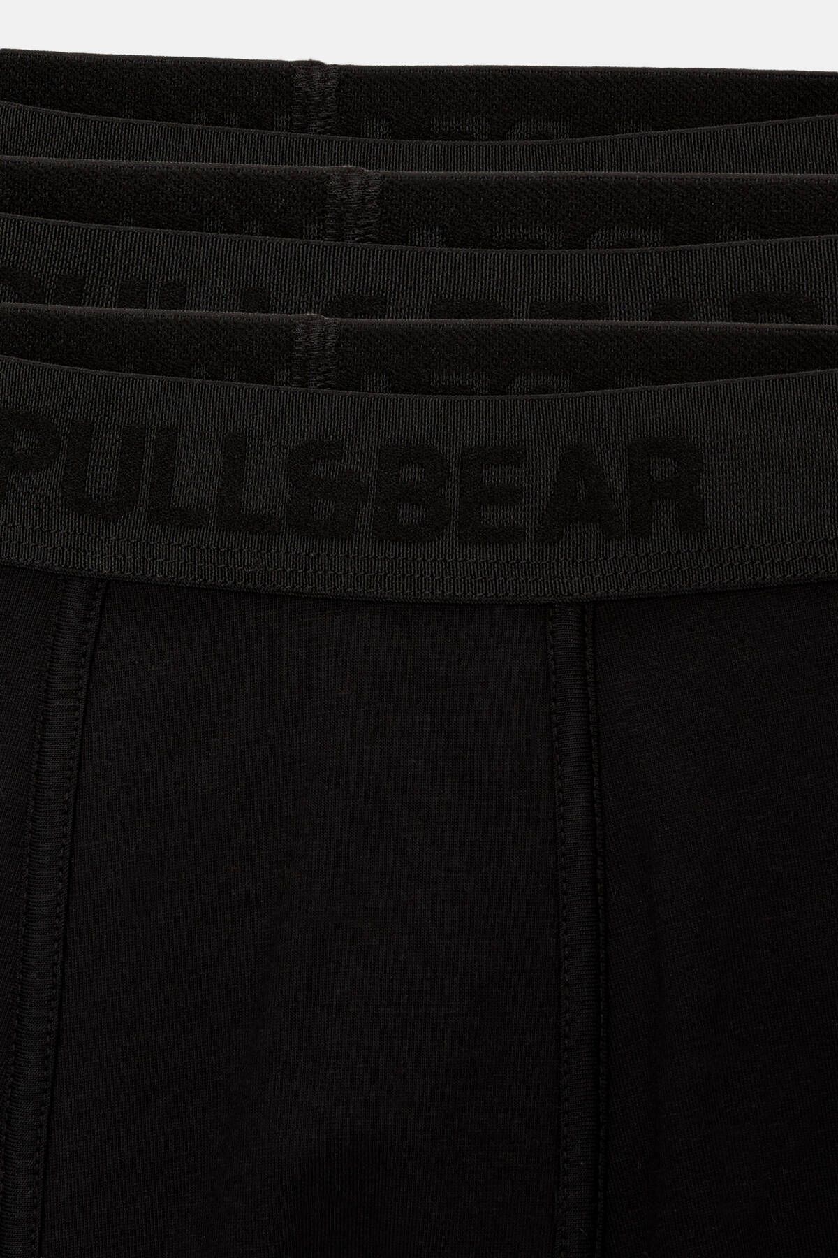 Pull & Bear-مجموعة من 3 بوكسرات سوداء بشعار رمادي 4