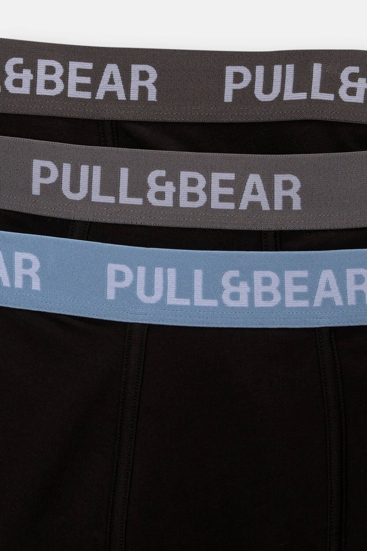 شورت باکسر چند رنگ مردانه بسته بوکسور آبی 3 BLUE Pull Bear Pull & Bear