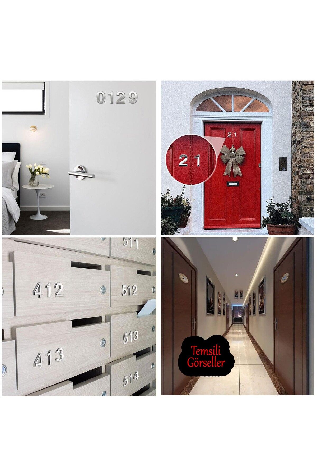 Badem10-Chrome Color 50 mm Door Numbered - 9 Numbers Nine Numbers 1 Piece 8