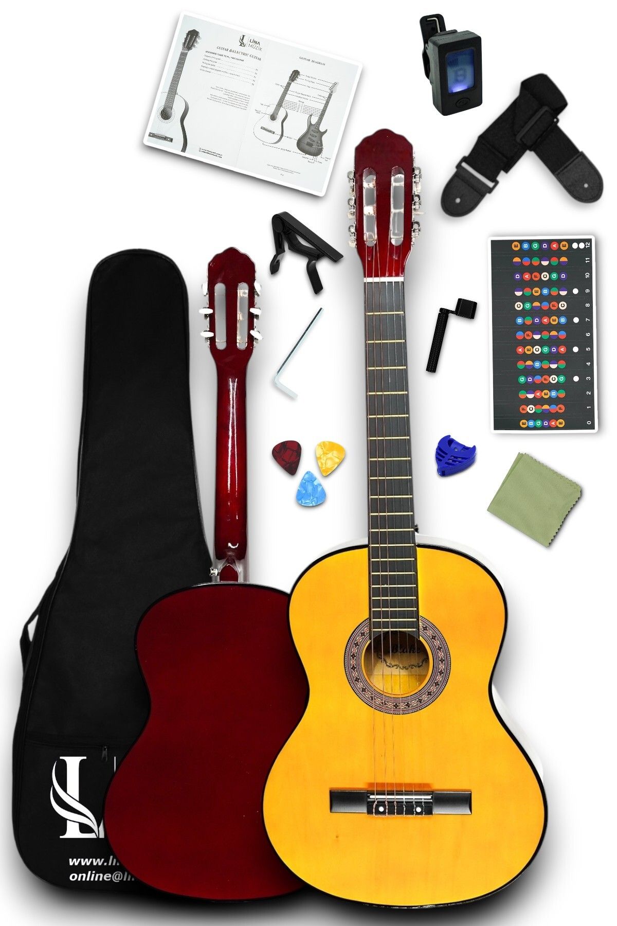 Furia CG-3902Y Klasik Gitar 4/4 Yetişkin Boy Sap Ayarlı Full Set