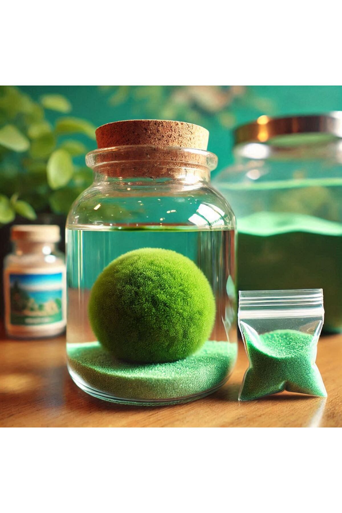 MDİZMİR Fosforlu Yeşil Kum • Marimo Şans Yosunu • Bakım Kumu • Yosun Topu için 100 Gr Marimo Moss Ball Kumu