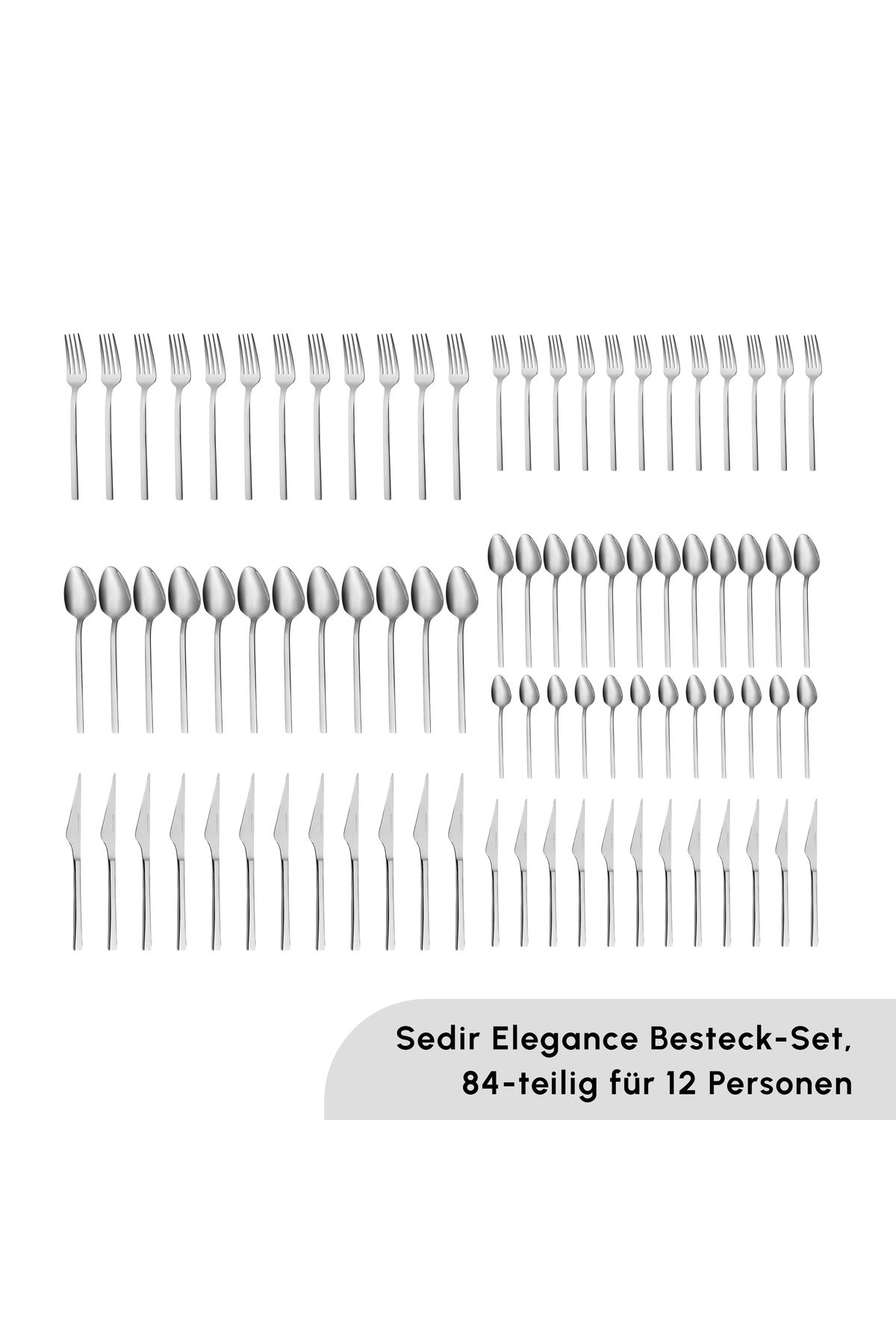 Karaca-Sedir Elegance Besteckset für 12 Personen, 84-teilig - Hochwertiges 18/10 rostfreies 2