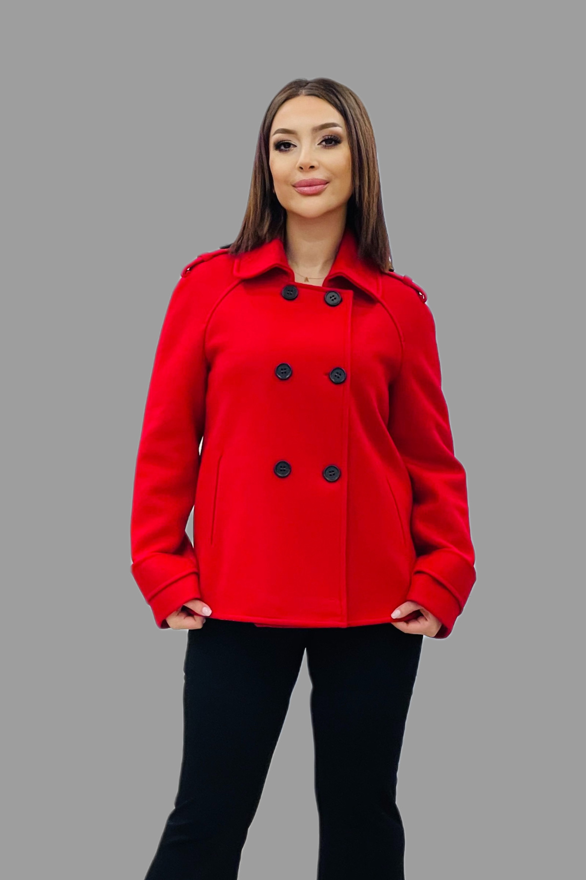 Ekol-7057-24K Model Collared Stamp Coat 2