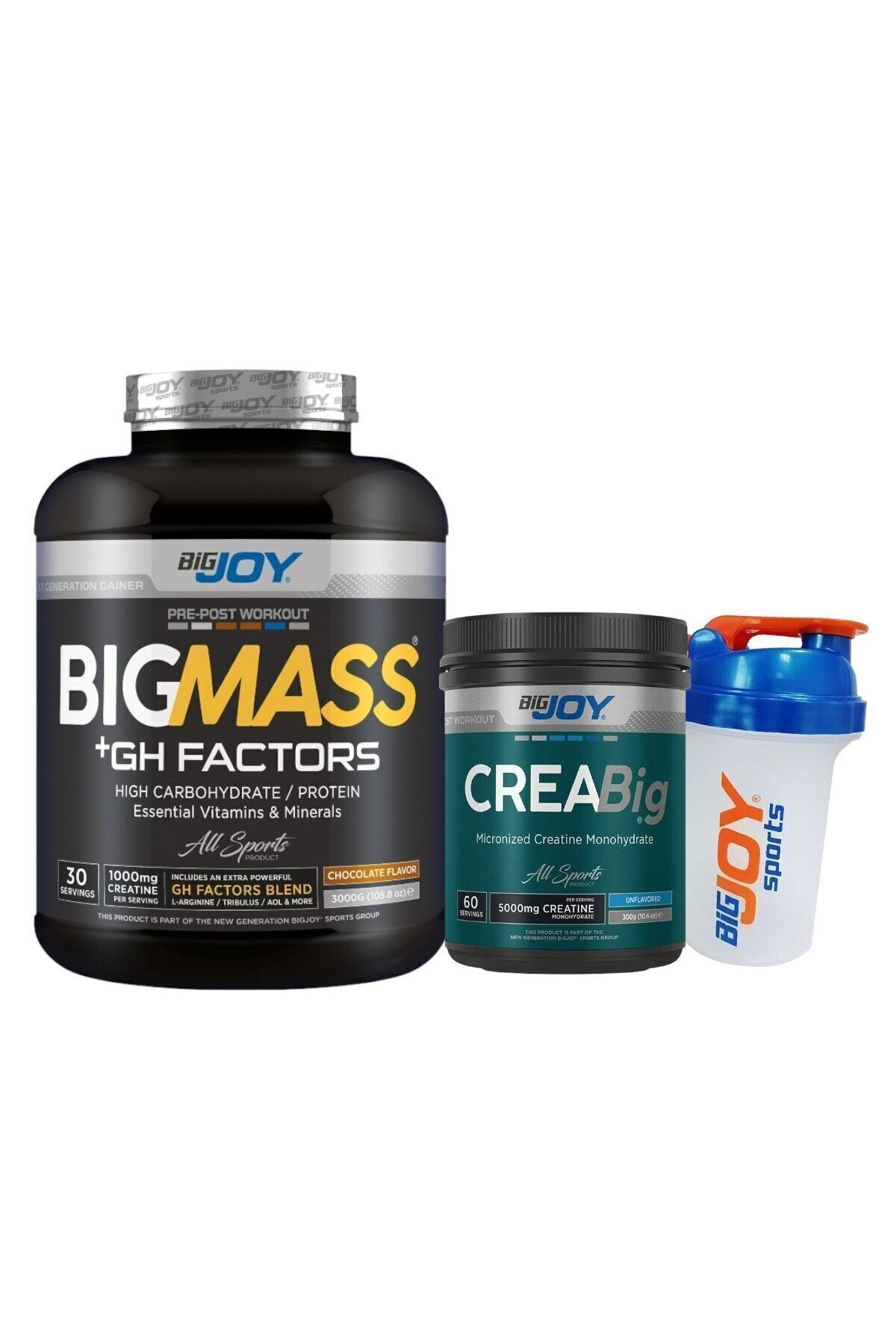 Bigjoy Sports Bigmass Gh Factors Karbonhidrat Tozu 3000gr Çikolata Creabig Kreatin Monohydrate 300g Shaker Hediye