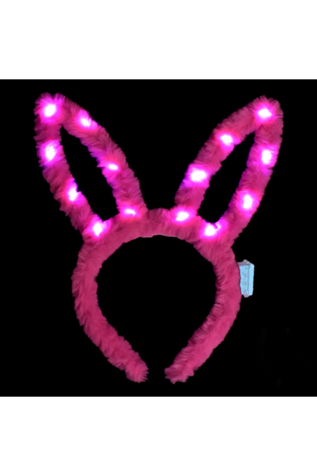 Avantaj Kapıda ® Led Işıklı Peluş Pofuduk Tavşan Kulak Tavşan Taç Şeker Pembesi 17X23 cm (Tam Takım)