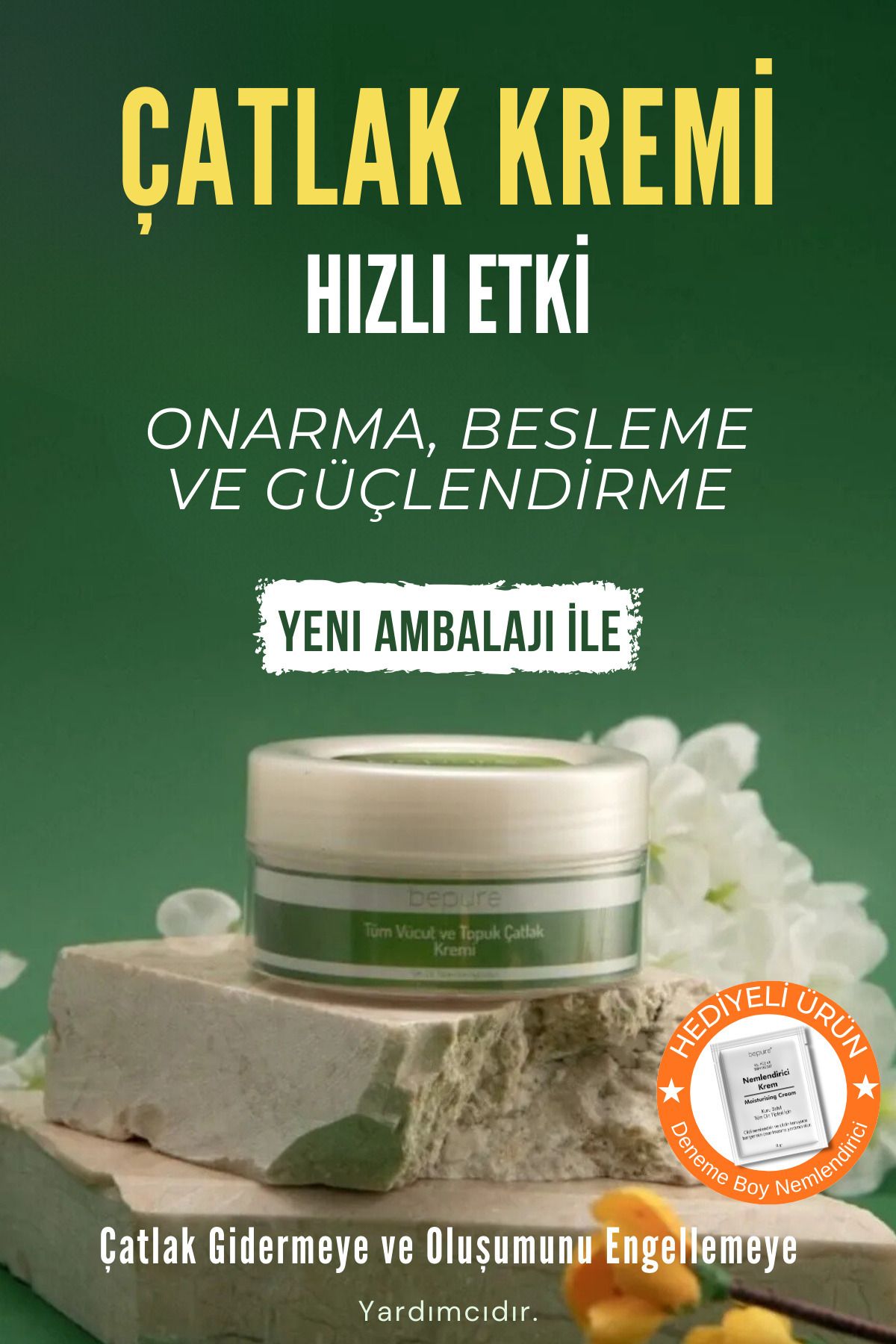 Bepure Topuk Çatlak Kremi, Çatlak Oluşumunu Engellemeye Yardımcı, Krem 50ml