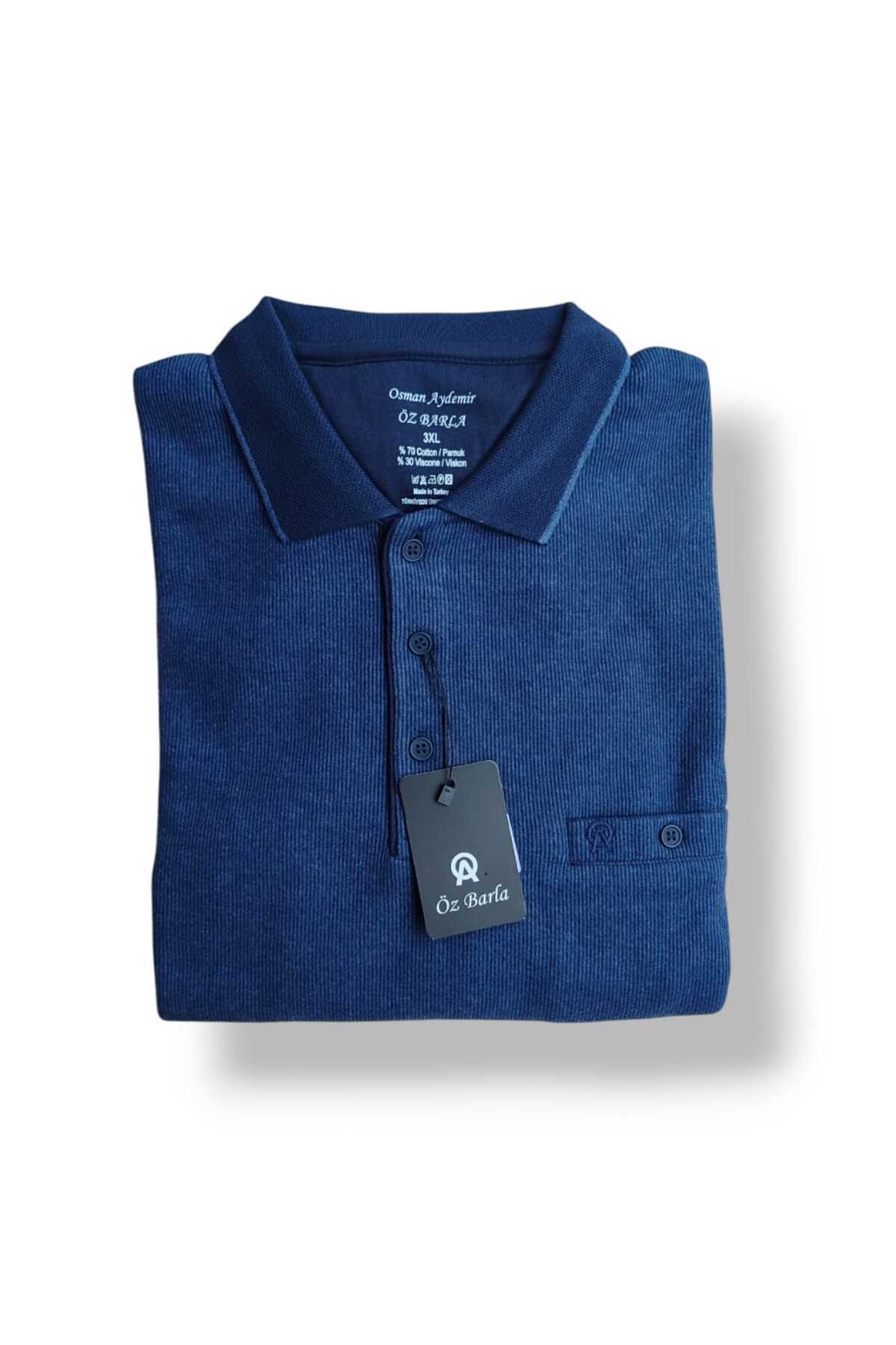 ÖZ BARLA TRİKO Büyük Beden Yakalı Cepli Selanik Baba Kazak [pamuklu Üst Kalite Gramajlı Kalın Ürün] 3xl.4xl görsel 3