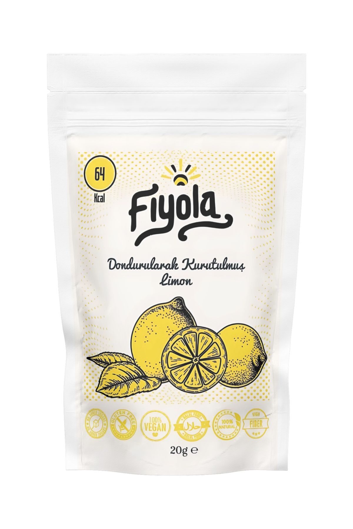 Fiyola Dondurularak Kurutulmuş Limon - Çıtır Meyve Cipsi - Freeze Dried Limon - Kuru Çıtır Limon - (20 GR)