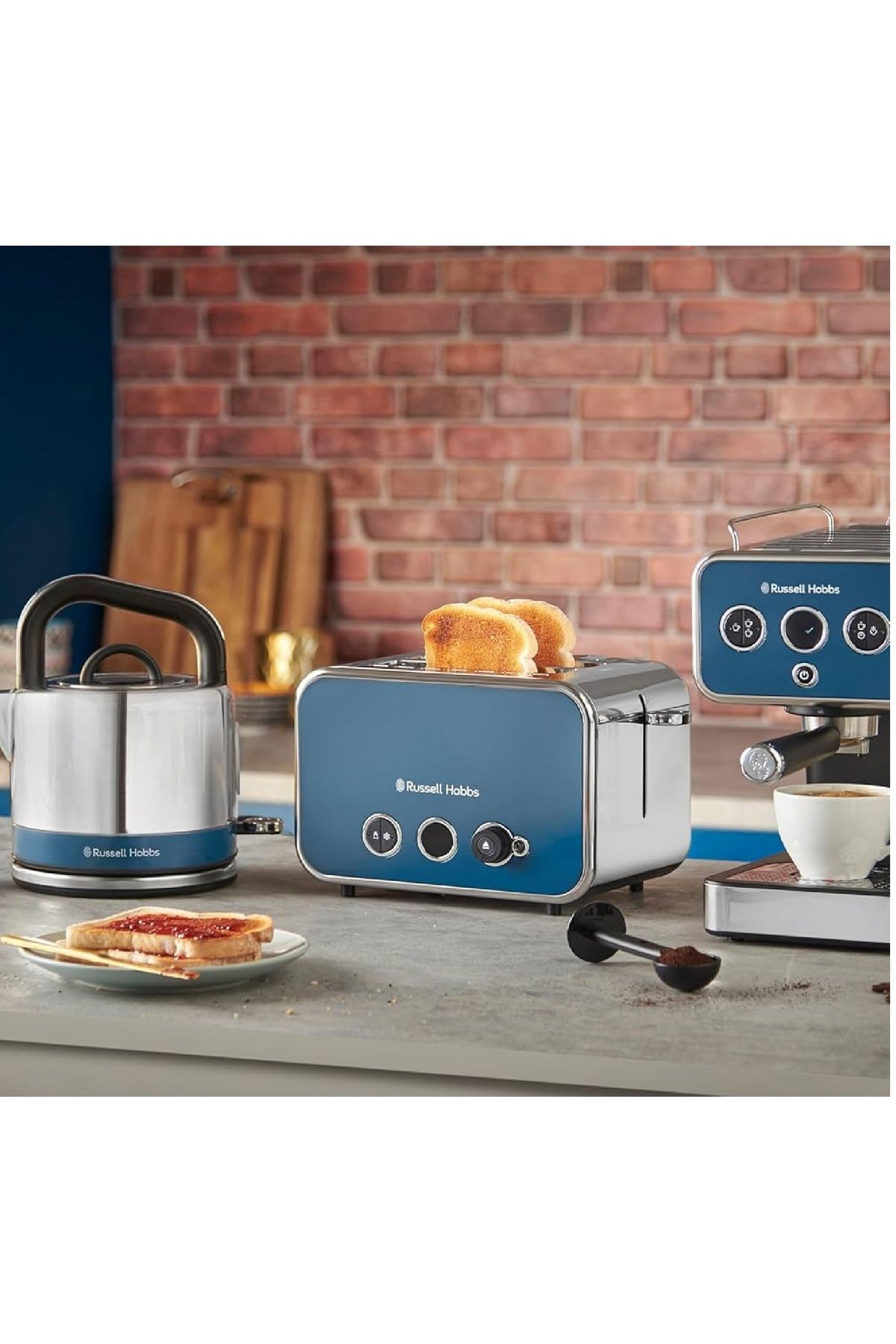 RUSSELL HOBBS Distinctions Seri Avantajlı Mutfak Seti, Espresso Makinesi-Ekmek Kızartma Makinesi-Su Isıtıcısı